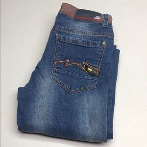 Parasuco Girls  Straight Leg Denim Jeans with Brown Accents SZ 12x28